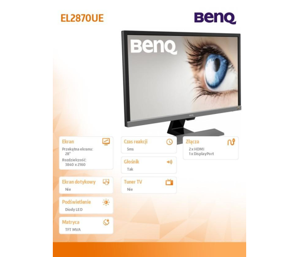 BenQ EL2870UE czarny 4K HDR - 526158 - zdjęcie 3